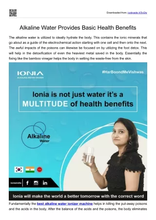 Alkaline Water Provides Basic Health Benefits