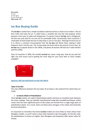 keywords ice box ice box price