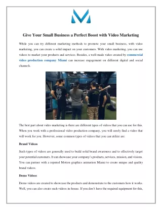 Give Your Small Business a Perfect Boost with Video Marketing