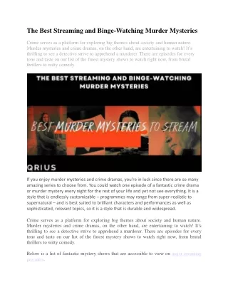 the best streaming and binge watching murder