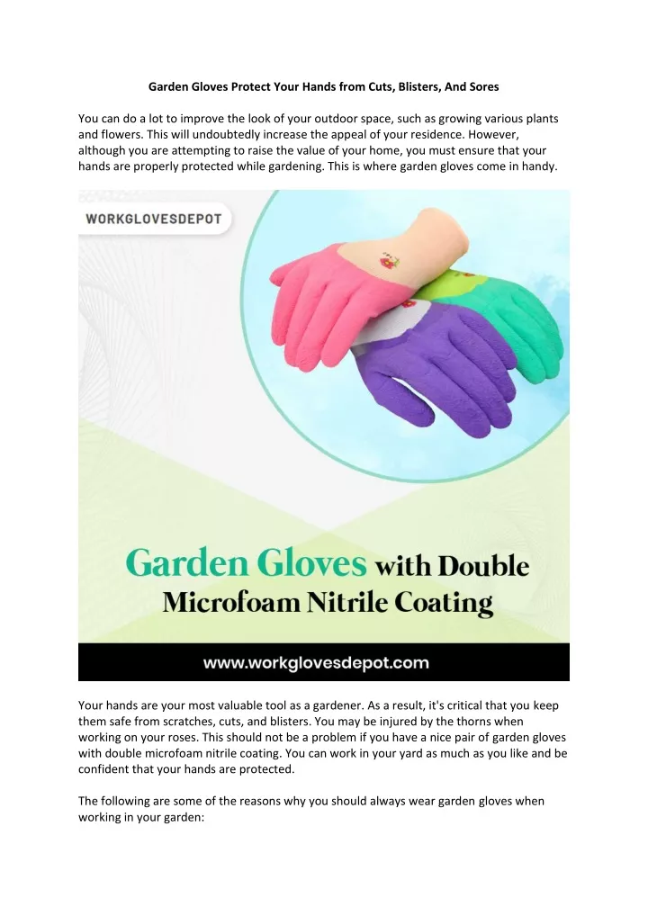 garden gloves protect your hands from cuts