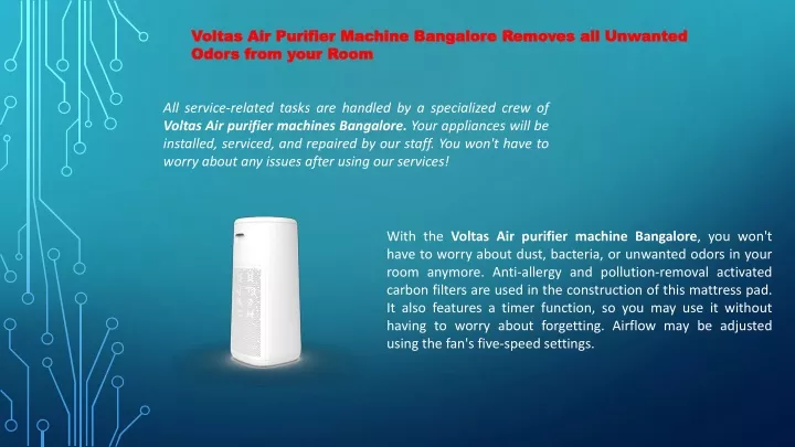 voltas air purifier machine bangalore removes