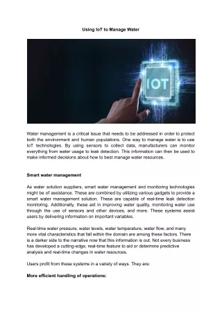 using iot to manage water
