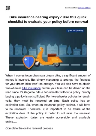 Bike insurance nearing expiry Use this quick checklist