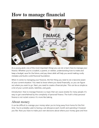 how to manage financial