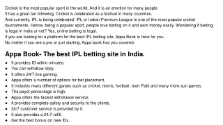 Appa Book- The best IPL betting site in India