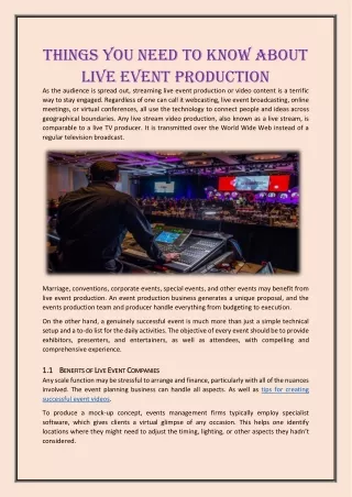 Things You Need To Know About Live Event Production