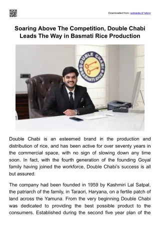 Soaring Above The Competition, Double Chabi Leads The Way in Basmati Rice Production