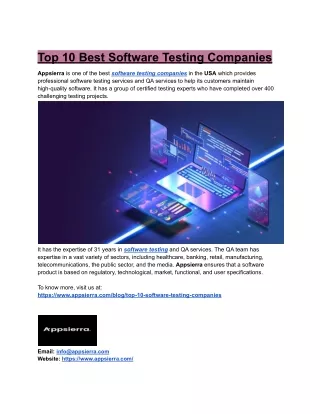 top 10 best software testing companies
