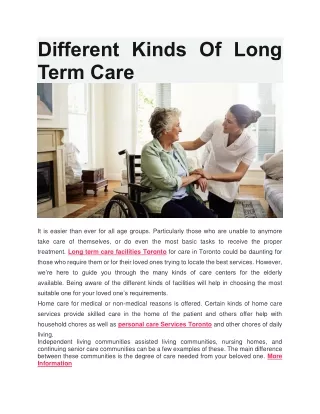 different kinds of long term care