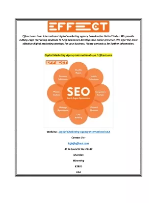 Digital Marketing Agency International Usa Effeect.com