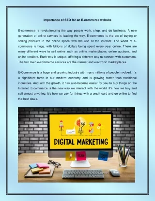 Importance of SEO for an E-commerce website