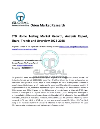 STD Home Testing Market Size, Share, Industry Growth and Forecast 2022-2028