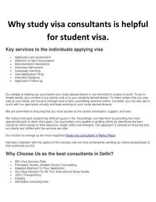 Why study visa consultants is helpful for student visa.