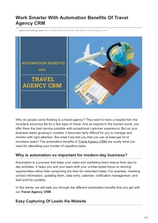 Work Smarter With Automation Benefits Of Travel Agency CRM