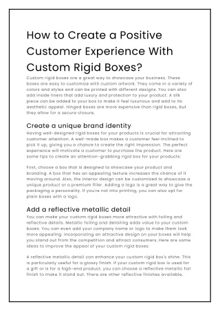 How to Create a Positive Customer Experience With Custom Rigid Boxes