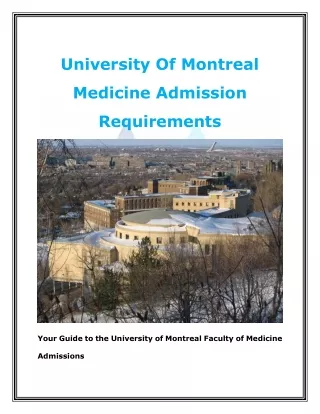 University Of Montreal Medicine Admission Requirements