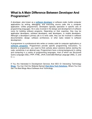What Is A Main Difference Between Developer And Programmer