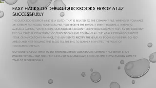 easy hacks to debug quickbooks error 6147 successfully