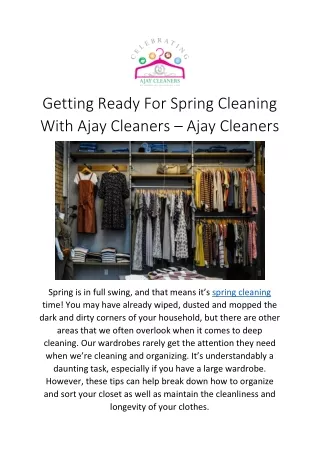 Get Ready For Spring Cleaning With Ajay Cleaners!