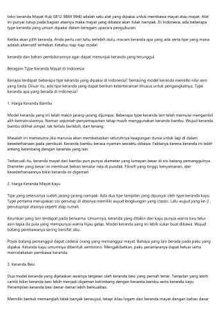 Toko Keranda Jenazah  Lampung Selatan Hub 0812-9869-9940