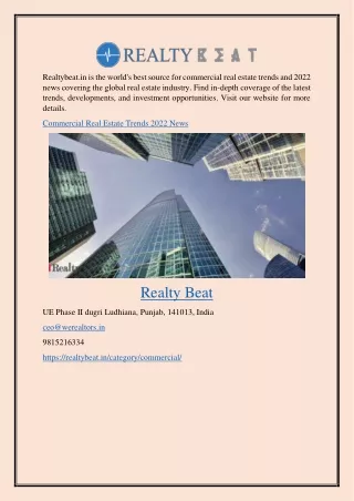 Commercial Real Estate Trends 2022 News Realtybeat.in