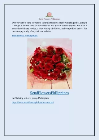 Send Flowers to Philippines Sendflowersphilippines.com.ph