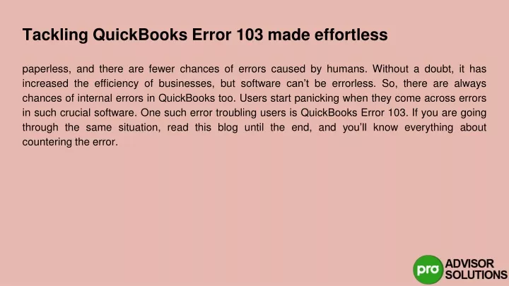 t ackling quickbooks error 103 made effortless