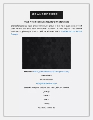 fraud protection service provider brandefense io