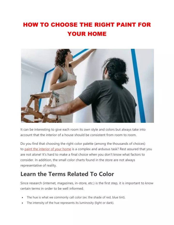 how to choose the right paint for your home