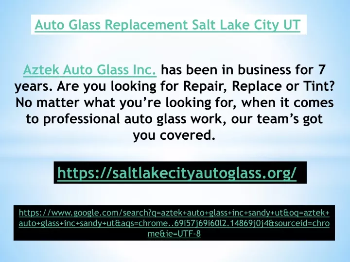 auto glass replacement salt lake city ut