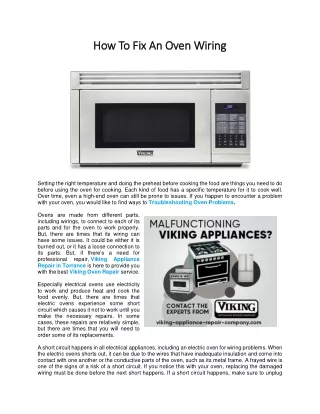 How To Fix An Oven Wiring