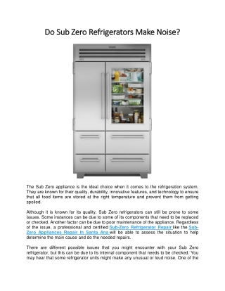 Do Sub Zero Refrigerators Make Noise