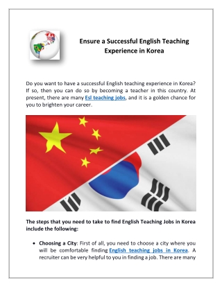 A New Opportunity For English Teacher Jobs in South Korea