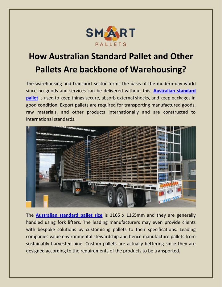 how australian standard pallet and other pallets