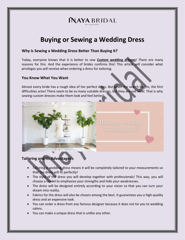 buying or sewing a wedding dress