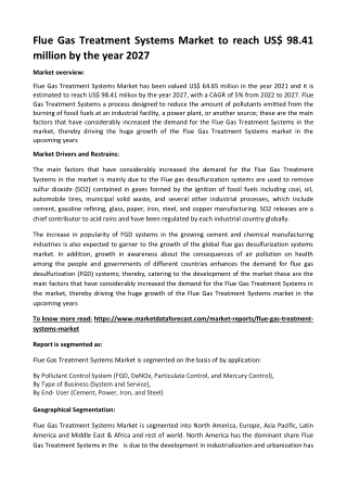 flue gas treatment systems market to reach