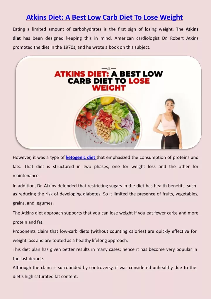 atkins diet a best low carb diet to lose weight