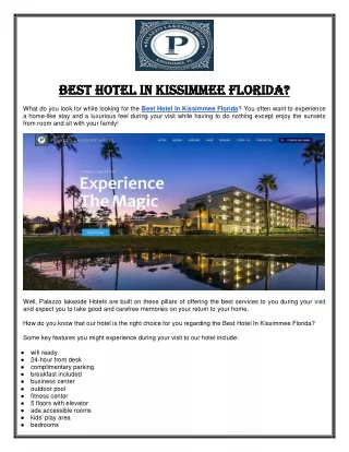 Best Hotel In Kissimmee Florida