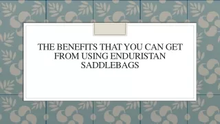 The Benefits That You Can Get From Using Enduristan Saddlebags