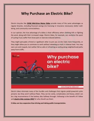 Why Purchase an Electric Bike