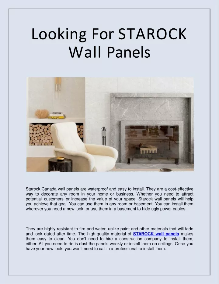 looking for starock wall panels