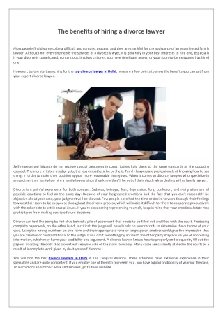 The benefits of hiring a divorce lawyer