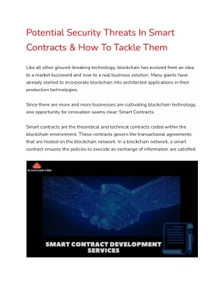 potential security threats in smart contracts