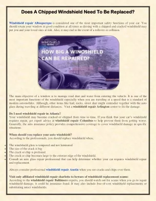 Does A Chipped Windshield Need To Be Replaced?