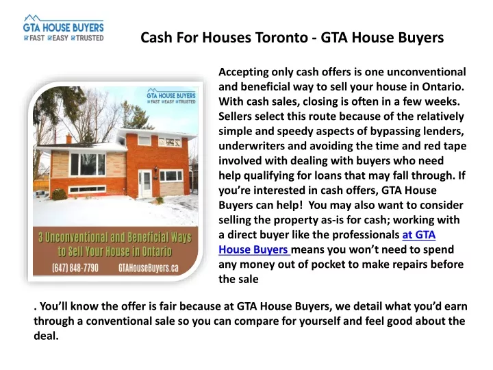 cash for houses toronto gta house buyers