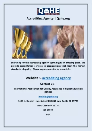accrediting agency qahe org