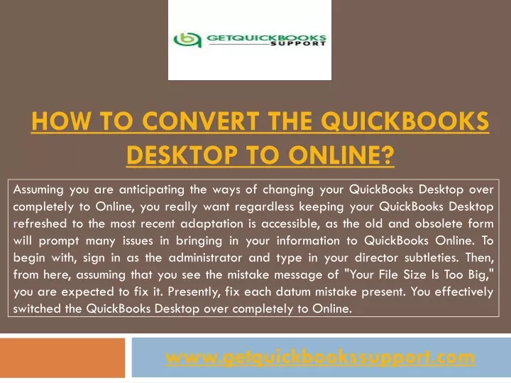 how to convert the quickbooks desktop to online