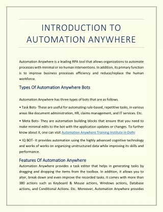 introduction to automation anywhere