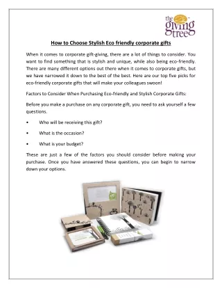 How to Choose Stylish Eco friendly corporate gifts